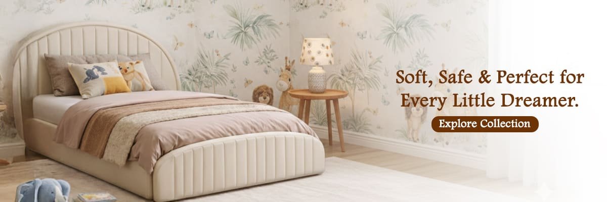 Luxury Upholstered Bed Frame with Rounded Panelled Headboard