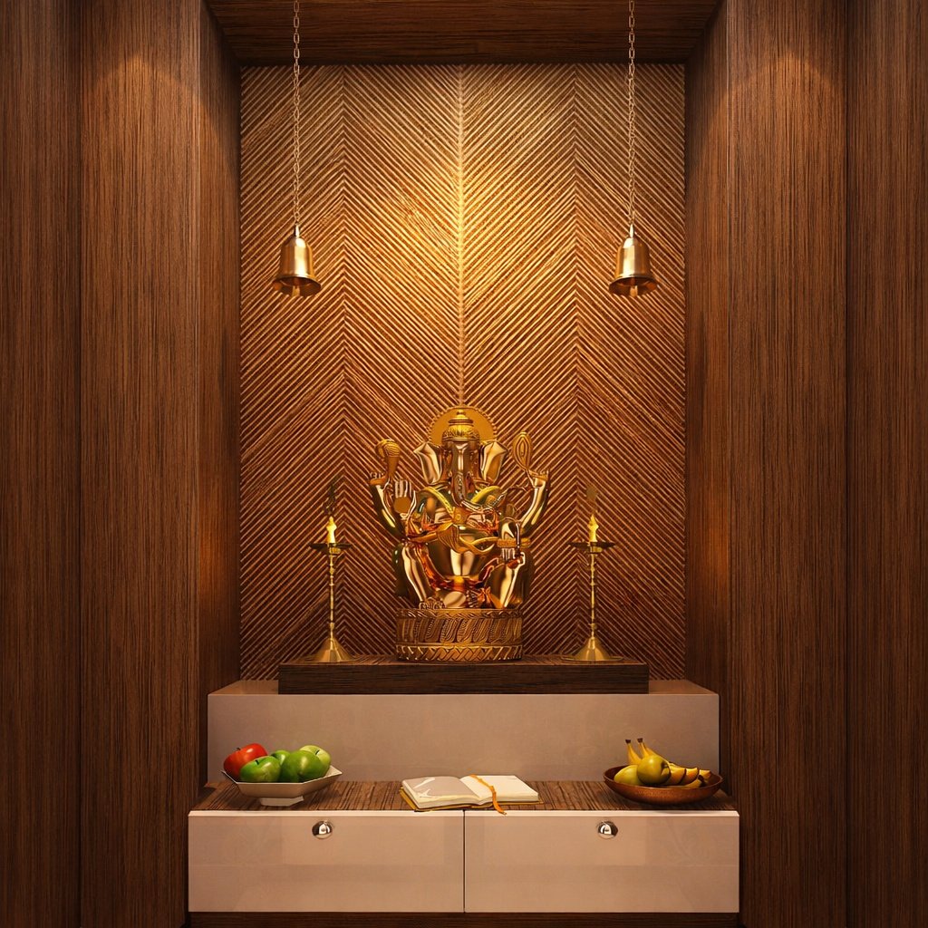 Pooja Back Wall CNC / Wooden Panelling - image 5
