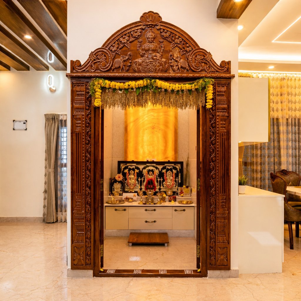 Pooja Back Wall CNC / Wooden Panelling - image 4