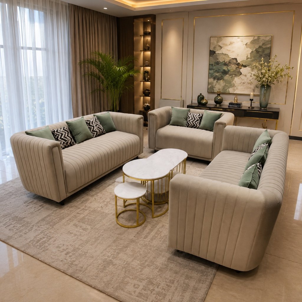 Luxe Curve Channel-Tufted Upholstered Sofa - image 2