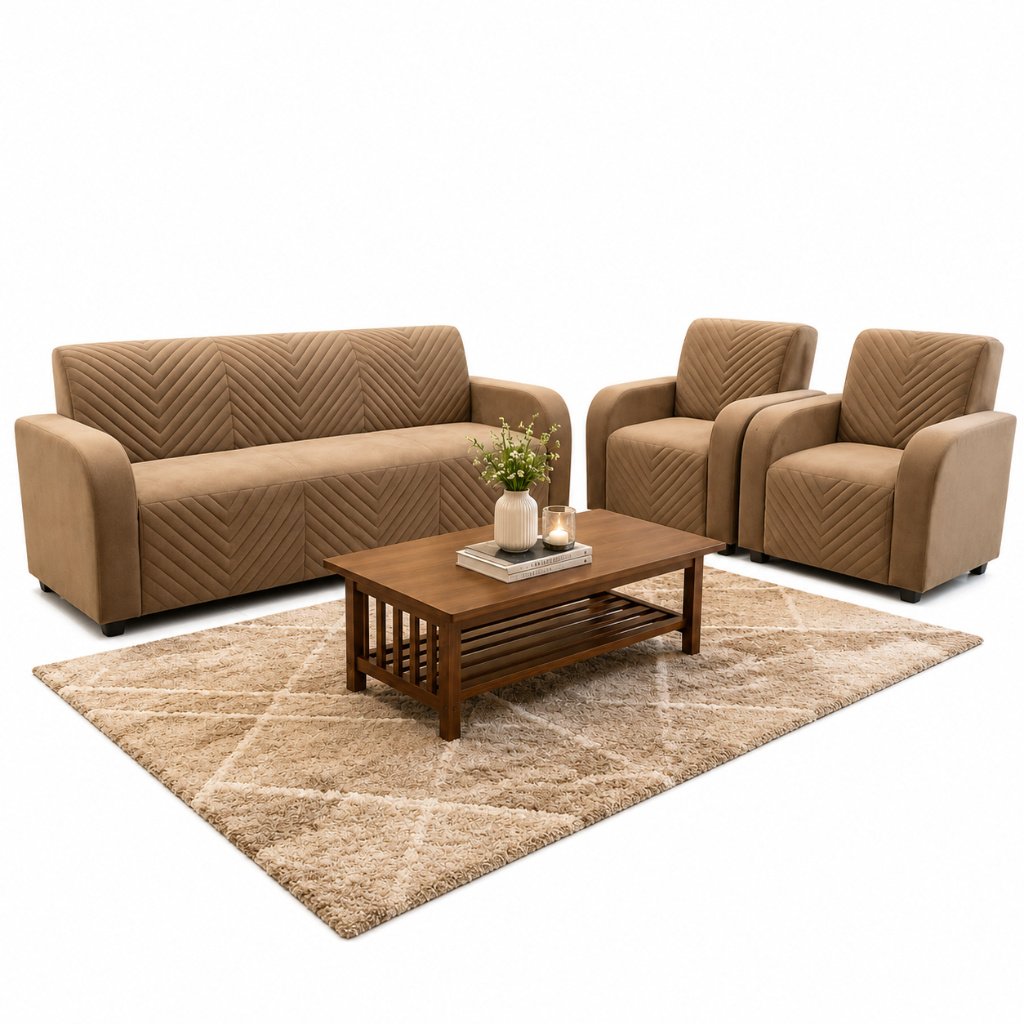 Chevron Quilted Upholstered Sofa Set - image 3