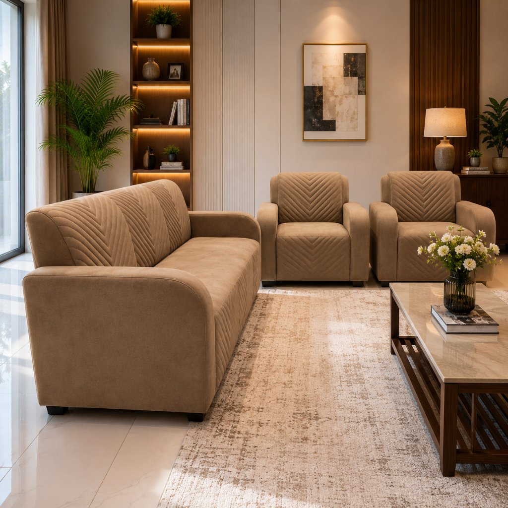 Chevron Quilted Upholstered Sofa Set - image 2