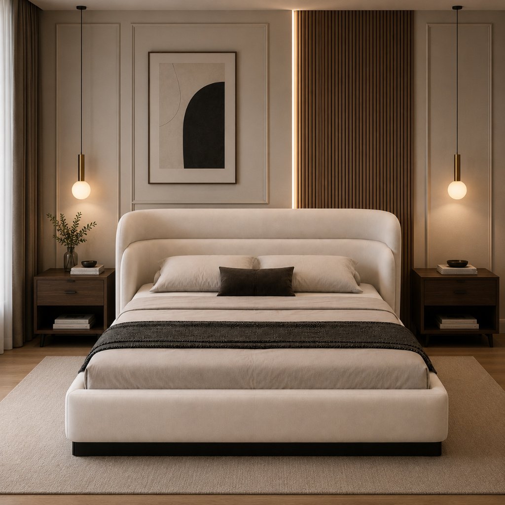 Aura Curved Upholstered Bed