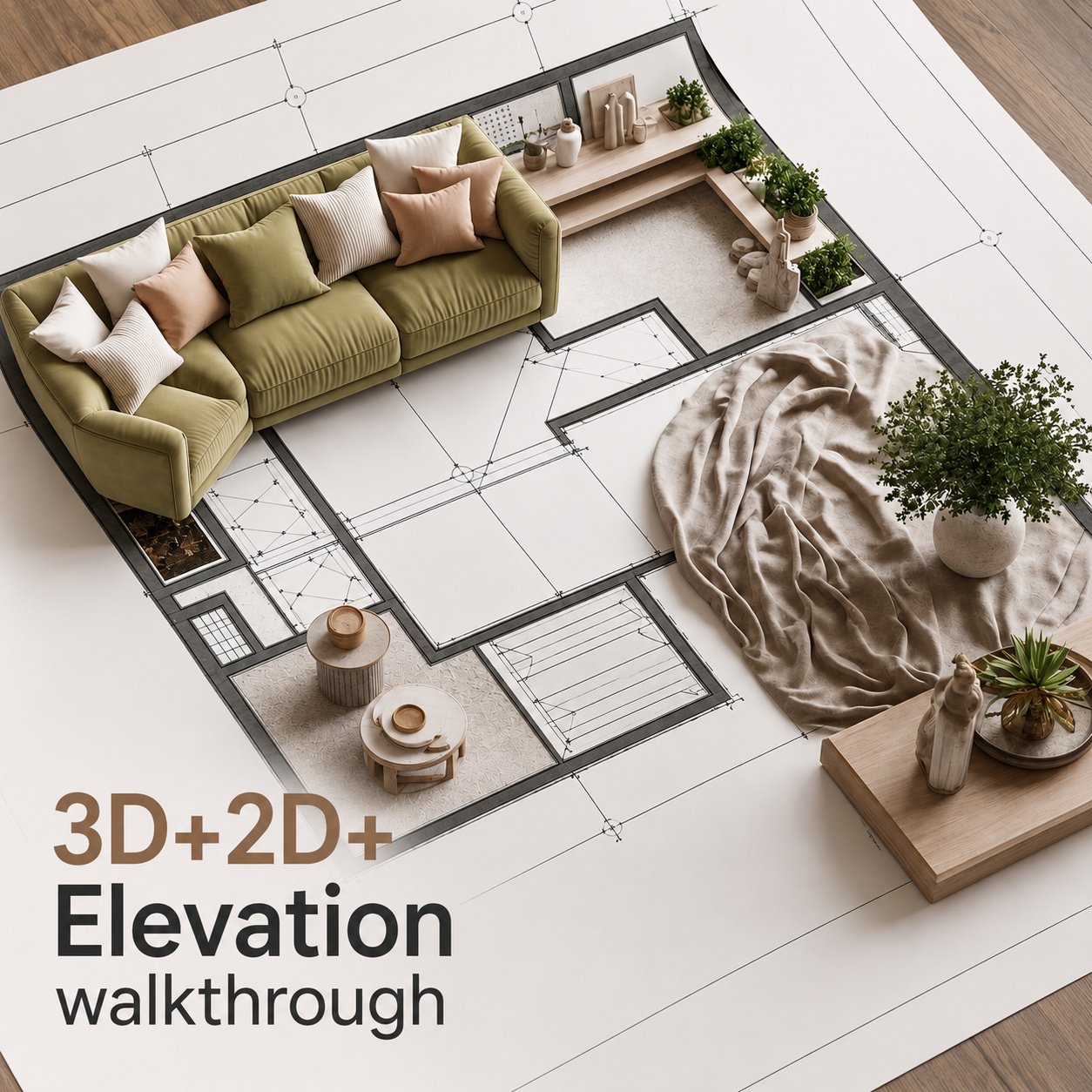 3D+2D+Elevation Walkthrough per sft